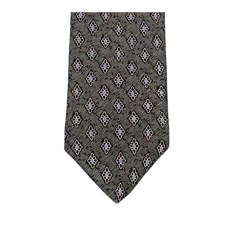 Peter Thomas by Superba Est. 1873 Silk Tie Olive Green Geometric Print, 56 3/4"